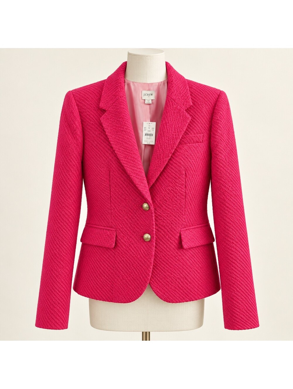 NWT J.Crew Bright Pink Textured Blazer Size 12